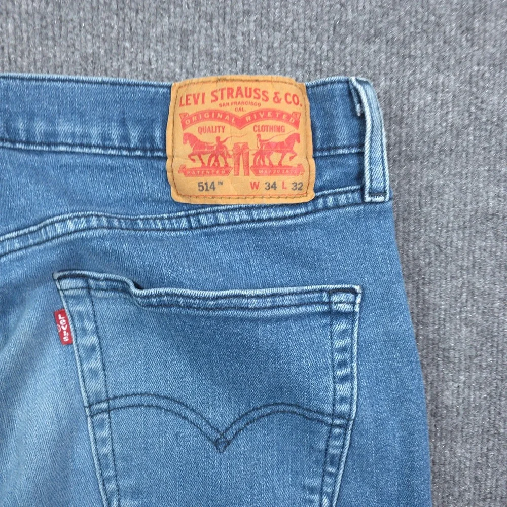 Levis 514 Straight Jeans Mens 34x32 Blue Denim Stretch Casual Light Wash